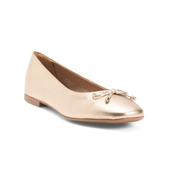BOTTERO Gold Made In Brazil Leather Ballet Flats - Picture 1 of 2